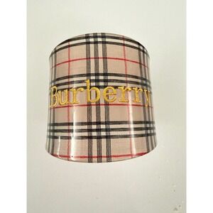 Burberry Nova Check Acrylic Cuff Bracelet Gold Logo Beige Red Black Statement